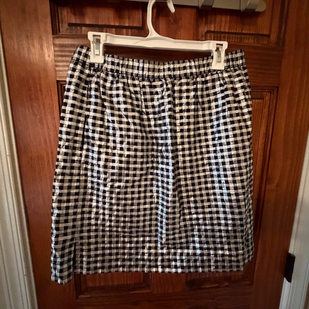 J. Crew Black and Silver Gingham Mini Skirt